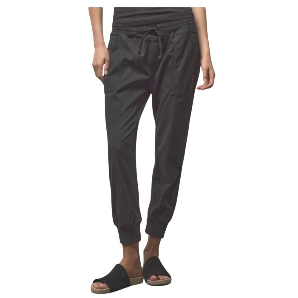 James Perse 1 Womens S Mixed Media Pants Black Jogger Drawstrin Lyocell Cotton